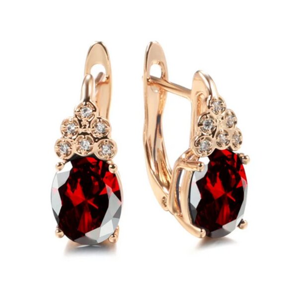 14K Gold Hanging Drop 2ct Red Ruby Gemstone 1ct Diamond  display picture 1